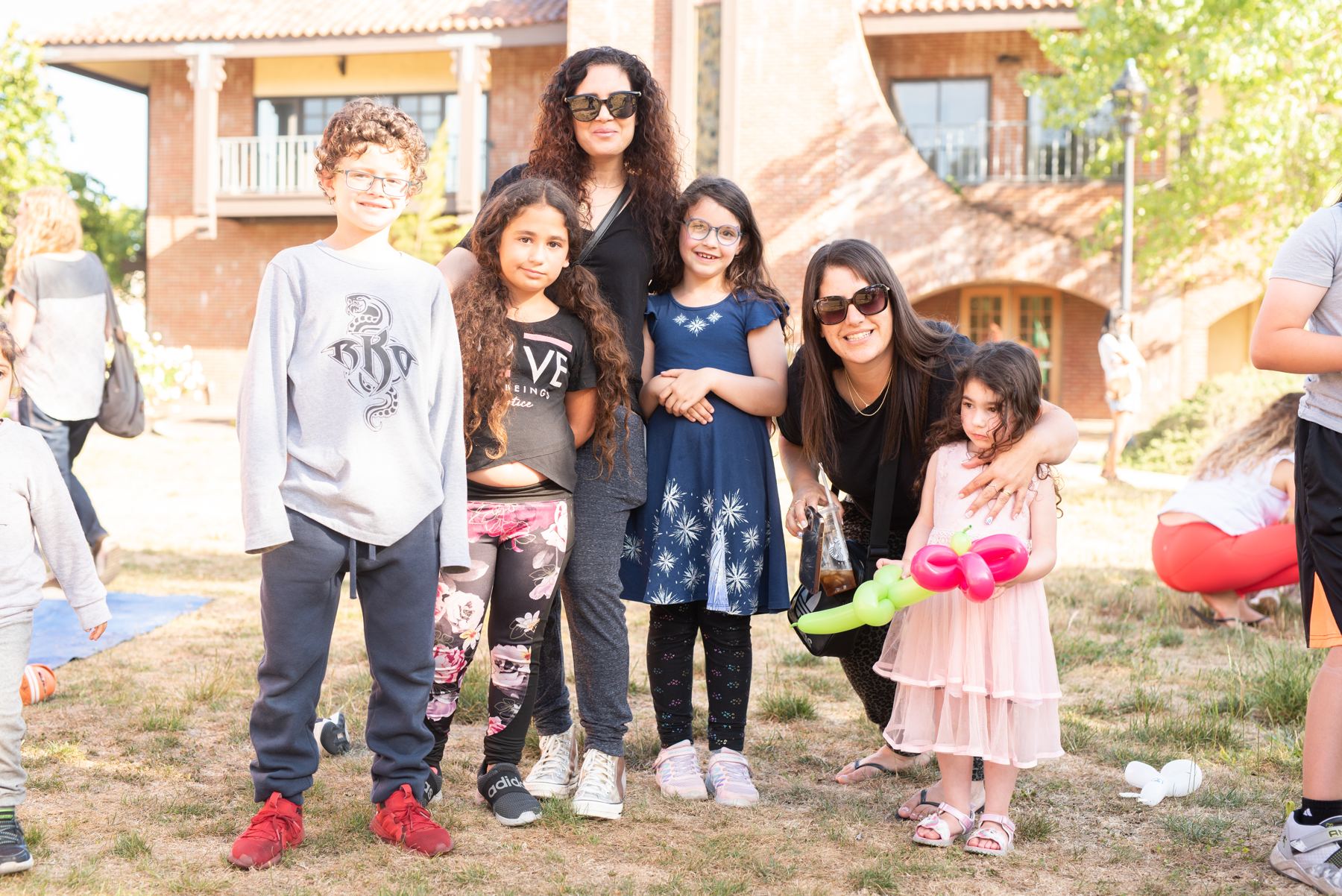 Families gathering outdoors