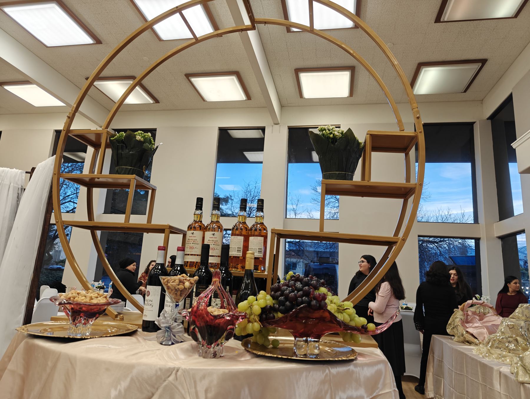 Wine and fruit display for a celebration