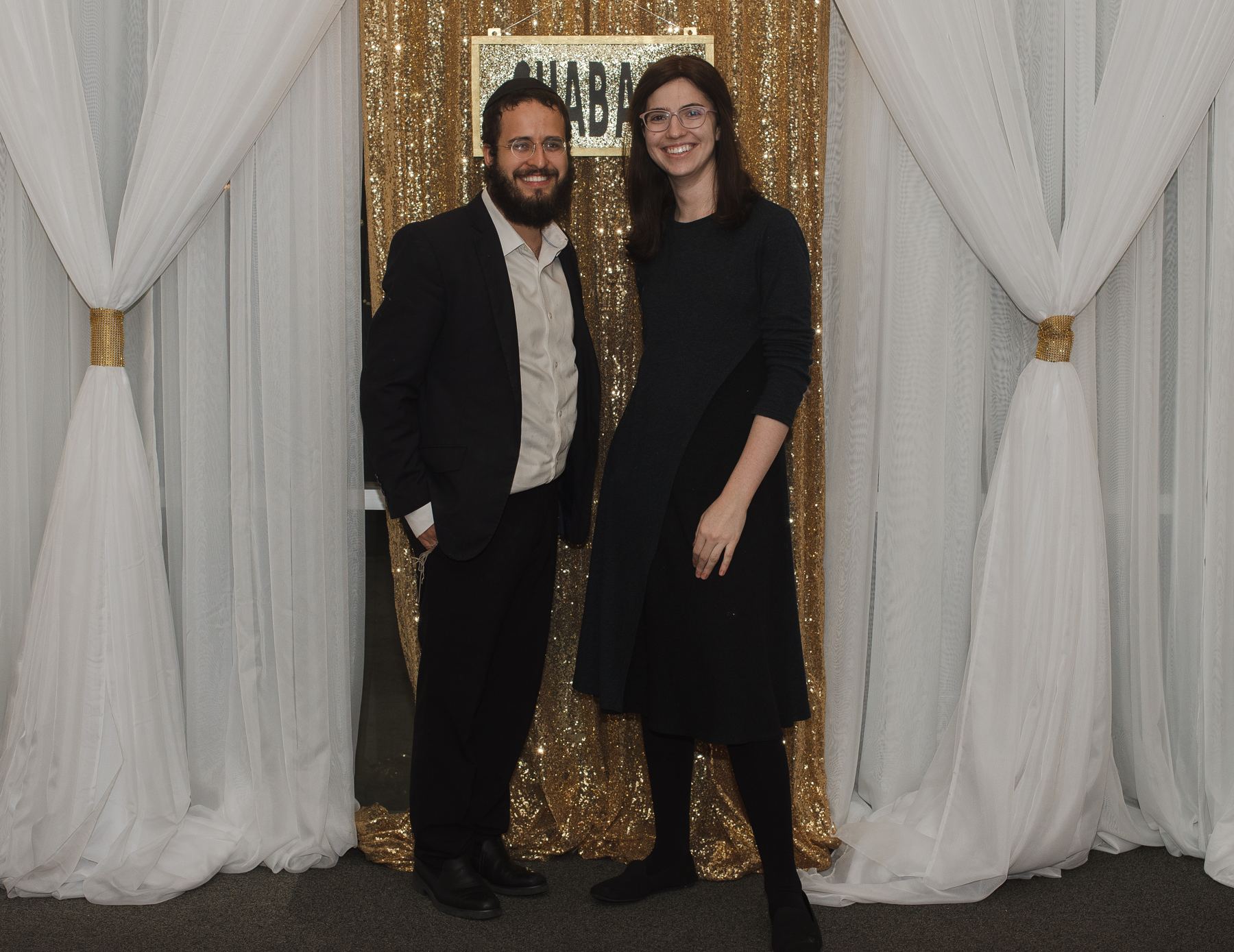Rabbi and rebbetzin at a celebration